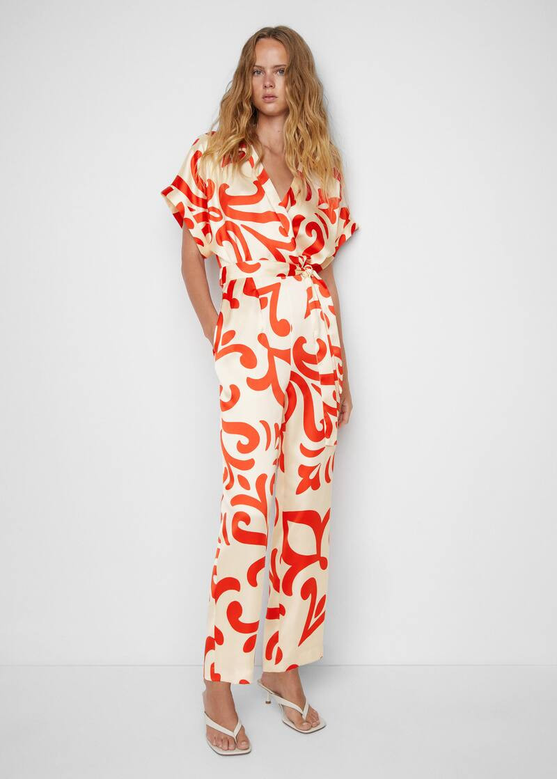Printed satin jumpsuit -  Women | Mango USA | MANGO (US)