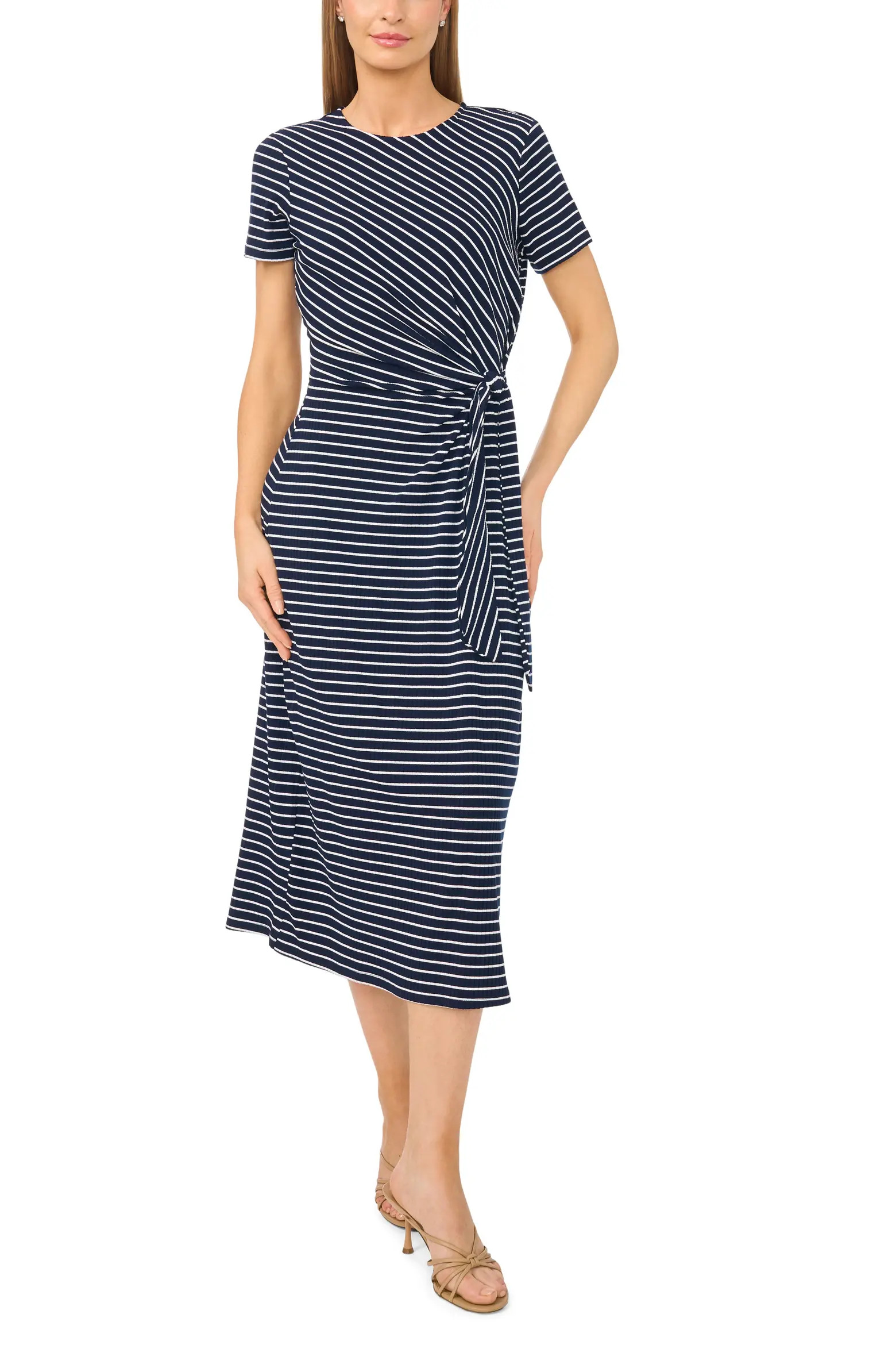 Halogen® Side Tie Striped Midi Dress (Women) | Nordstrom | Nordstrom