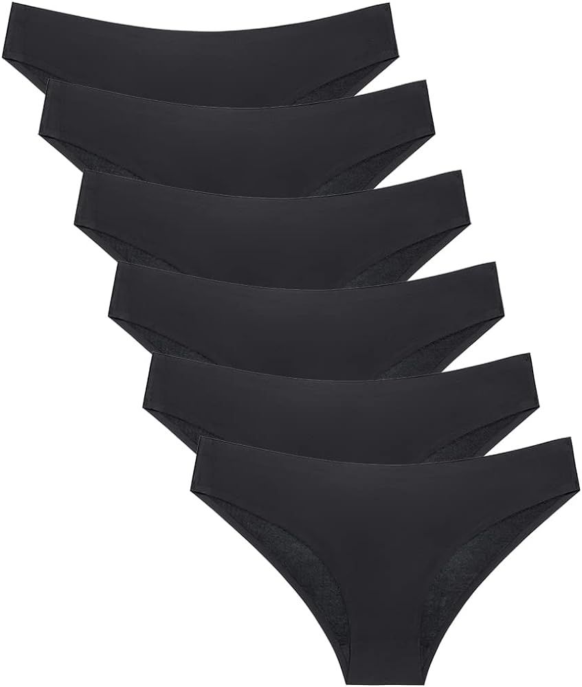 COSOMALL 6 Pack Women's Invisible Seamless Bikini Underwear Half Back Coverage Panties | Amazon (US)