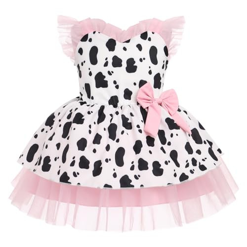 IMEKIS Cow Outfits for Baby Girl: First Birthday Outfit Girl One Year Old Cake Smash Photoshoot Princess Tulle Cow Print Dress for Toddler Kids Farm Animal Party Cow Pink 12-18 Months | Amazon (US)