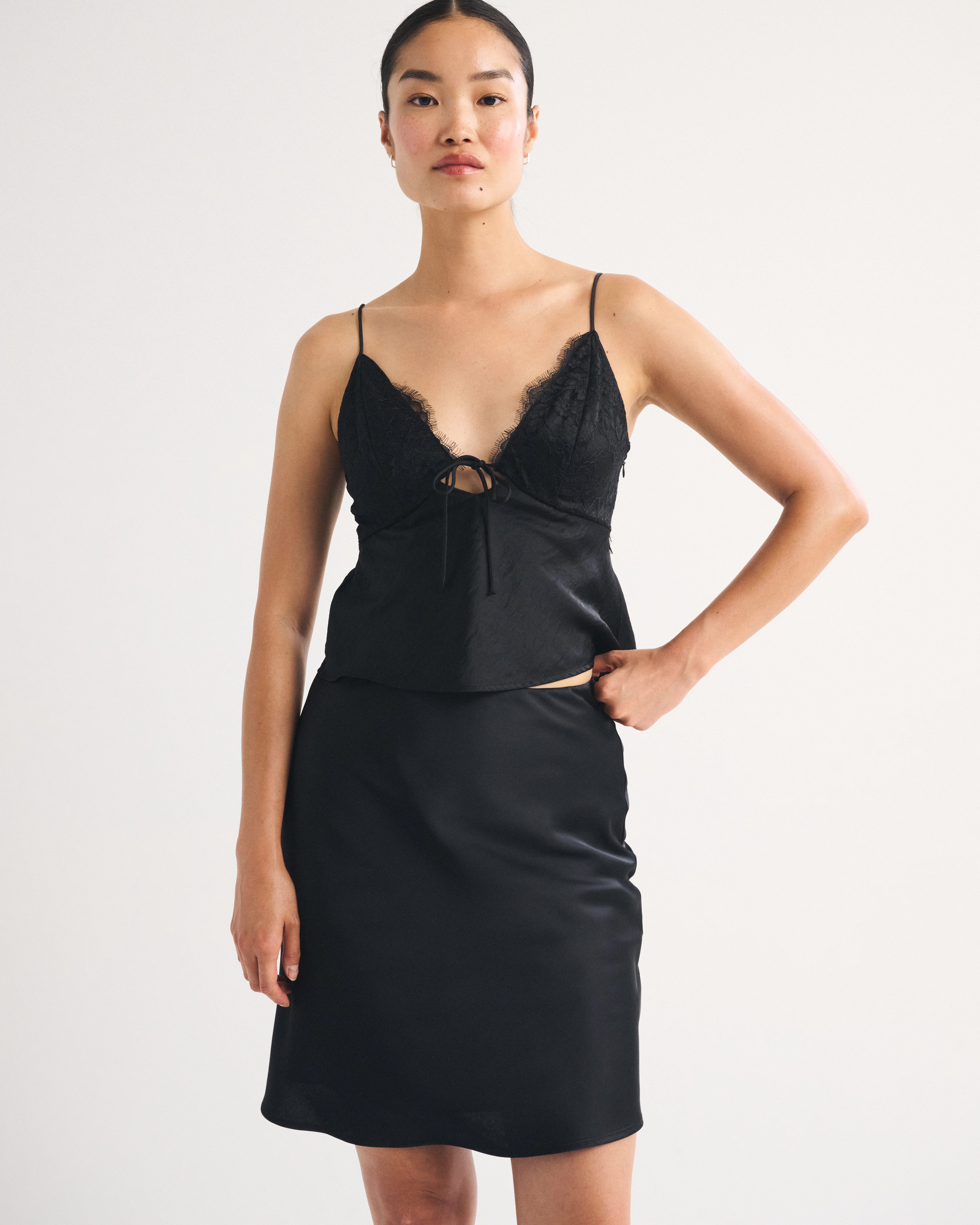 High Rise Satin Midi Skirt | Abercrombie & Fitch (US)
