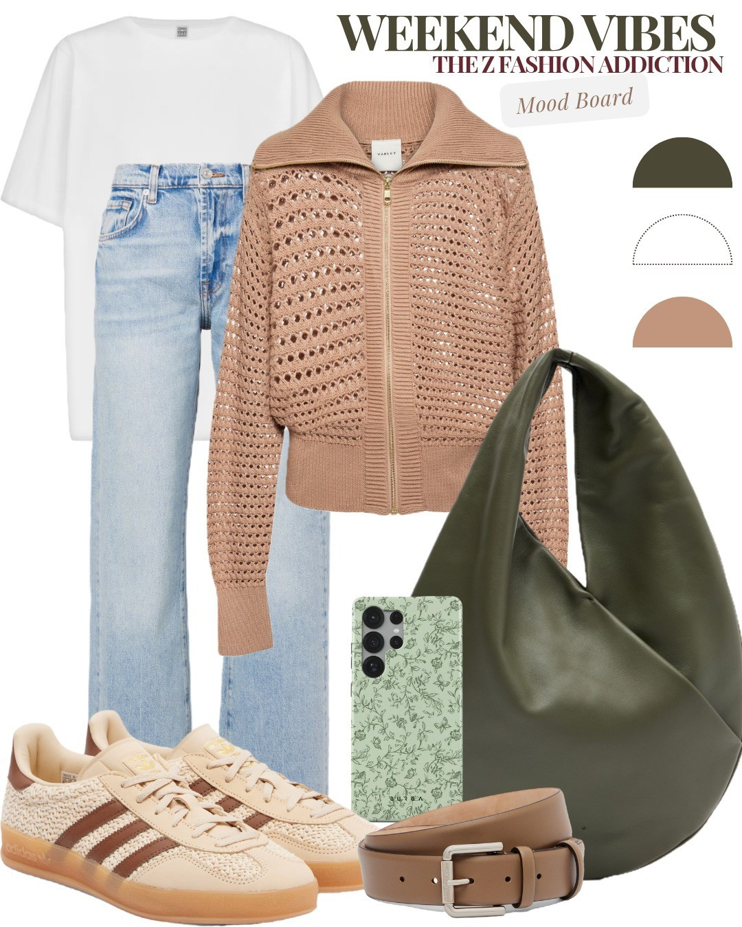 Weekend vibes!Jeans style inspiration outfit inspo sneakers adidas hobo handbag khaki green bag beige outfit brown shoes flat phone case burga white t-shirt

#LTKsale #LTKbag #LTKshoes