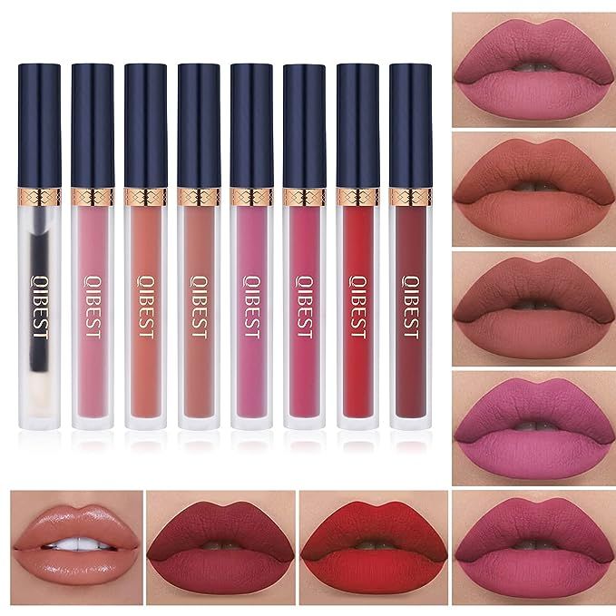 7Pcs Matte Liquid Lipstick + 1Pcs Lip Plumper Makeup Set Kit, Long Lasting Waterproof Velvet Lip ... | Amazon (US)