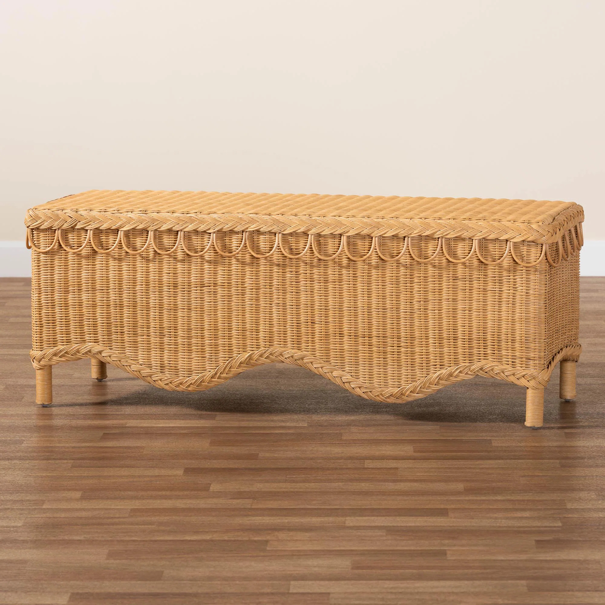 Bay Isle Home™ Bali & Pari Chrisley Bohemian Rattan Accent Bench With Scallop Border | Wayfair | Wayfair North America