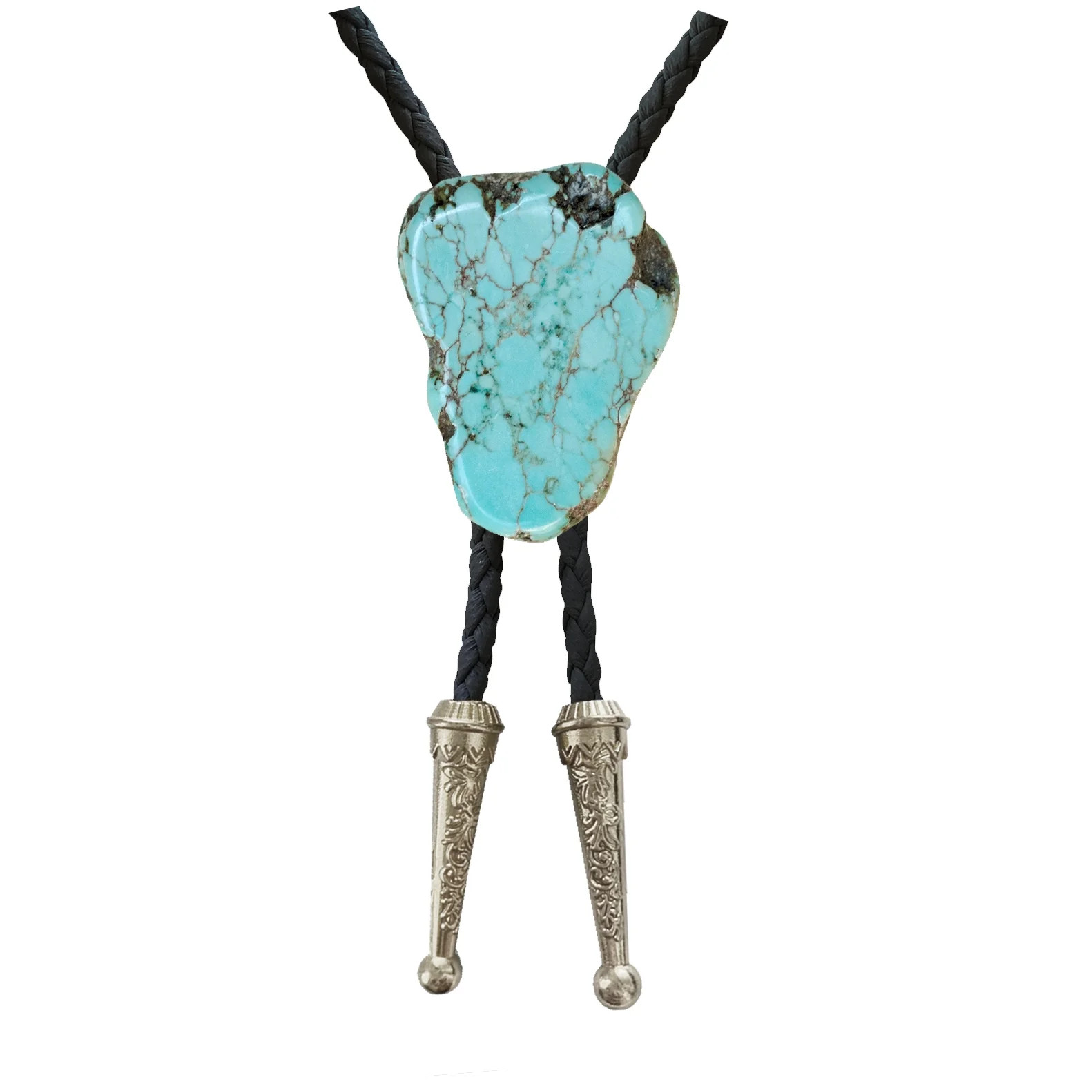 Daisy Del Sol Turquoise Stone Bolo Tie Braided Vegan Faux Leather Silver Tips Handmade Necklace A... | Walmart (US)