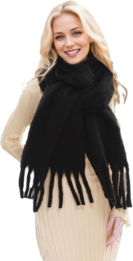Winter Scarf for Women Big Chunky Scarf Solid Warm Soft Oversized Thick Blanket Scarves Shawl Cas... | Amazon (US)