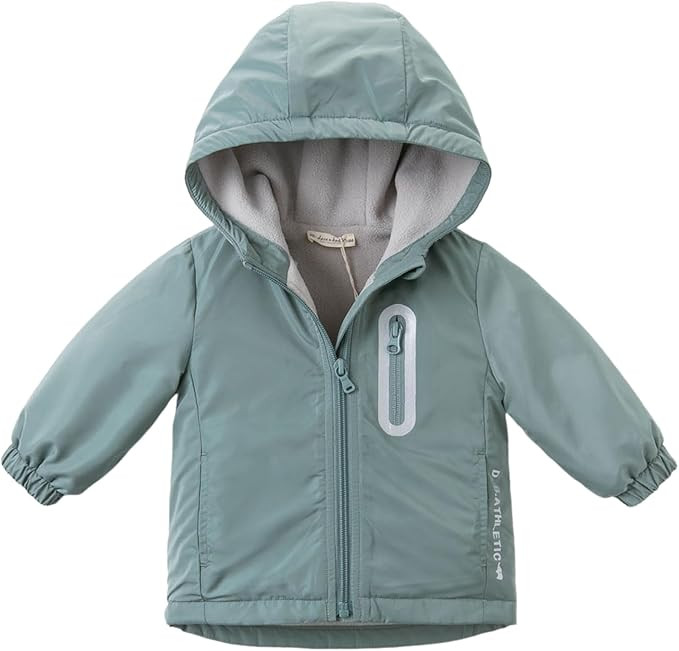 DAVE&BELLA Toddler Boys Girls Windbreaker Jacket, Hooded Solid Rain Jacket Kids Warm Fleece Linin... | Amazon (US)