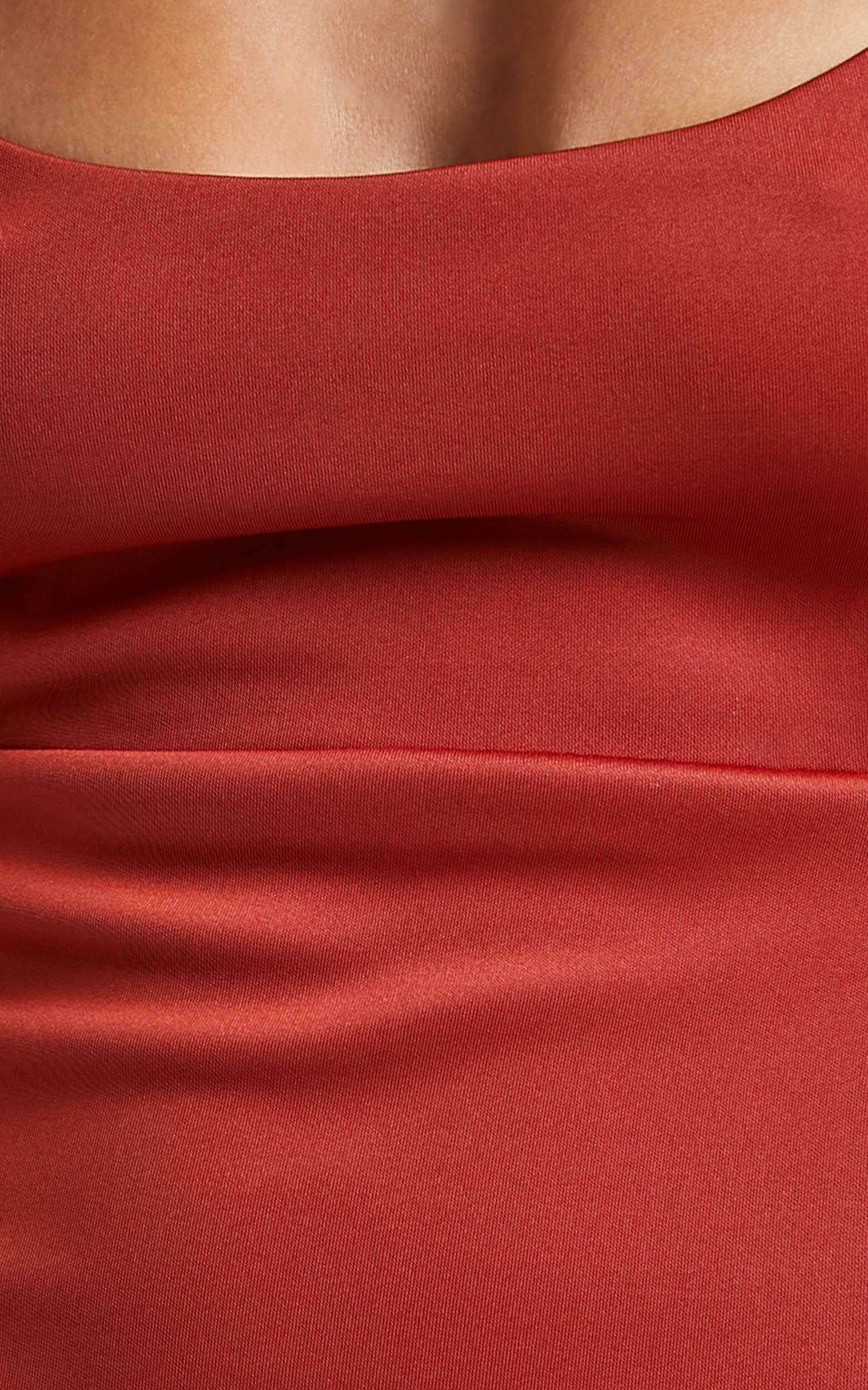 Odette Open Back Midi Dress in rust | Showpo - deactived