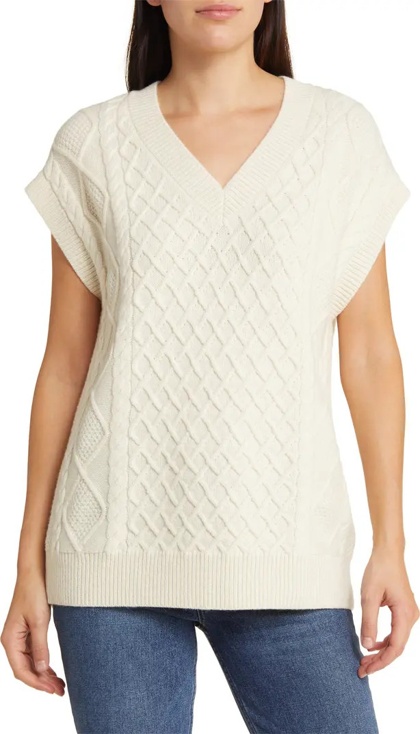 Cable Knit Wool Blend V-Neck Sweater Vest | Nordstrom