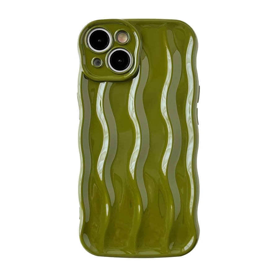 Caseative for iPhone 15 Case,Water Ripple Pattern Curly Wave Frame Soft Phone Case (Green) | Amazon (US)