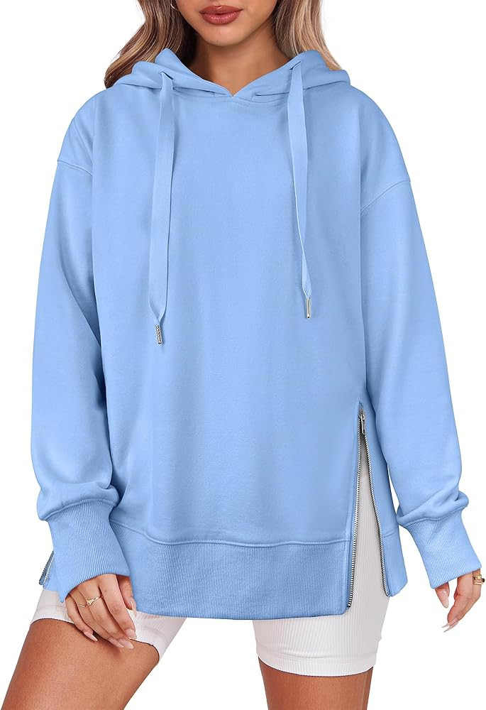 ANRABESS Women Oversized Hoodies Side Zipper Fleece Long Sweatshirts Lightweight Tunic Pullover 2... | Amazon (US)