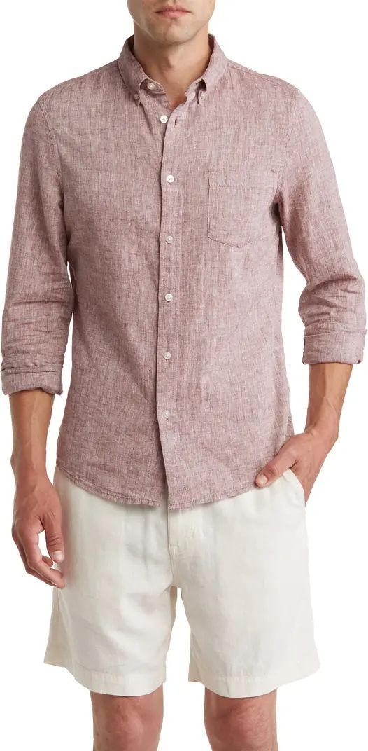 Long Sleeve Slim Fit Linen Cotton Shirt | Nordstrom Rack