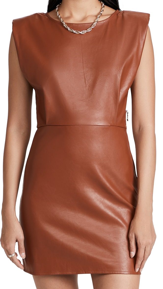 Vegan Leather Padded Shoulder Dress | Shopbop