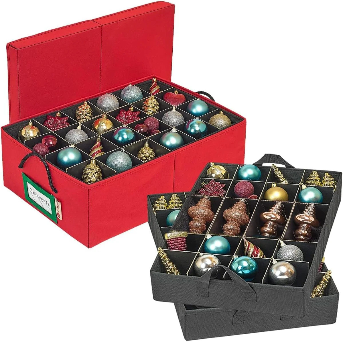 Hold N' Storage Under Bed Christmas Ornament Storage Box with Dividers and Trays - Fits up to 48-... | Walmart (US)