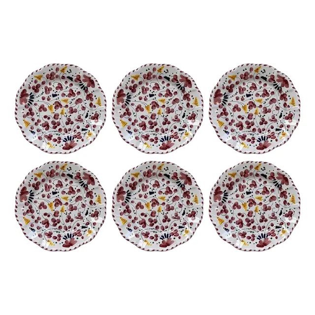 Durta Red Flowers Plate from Popolo, Set of 6 | Chairish