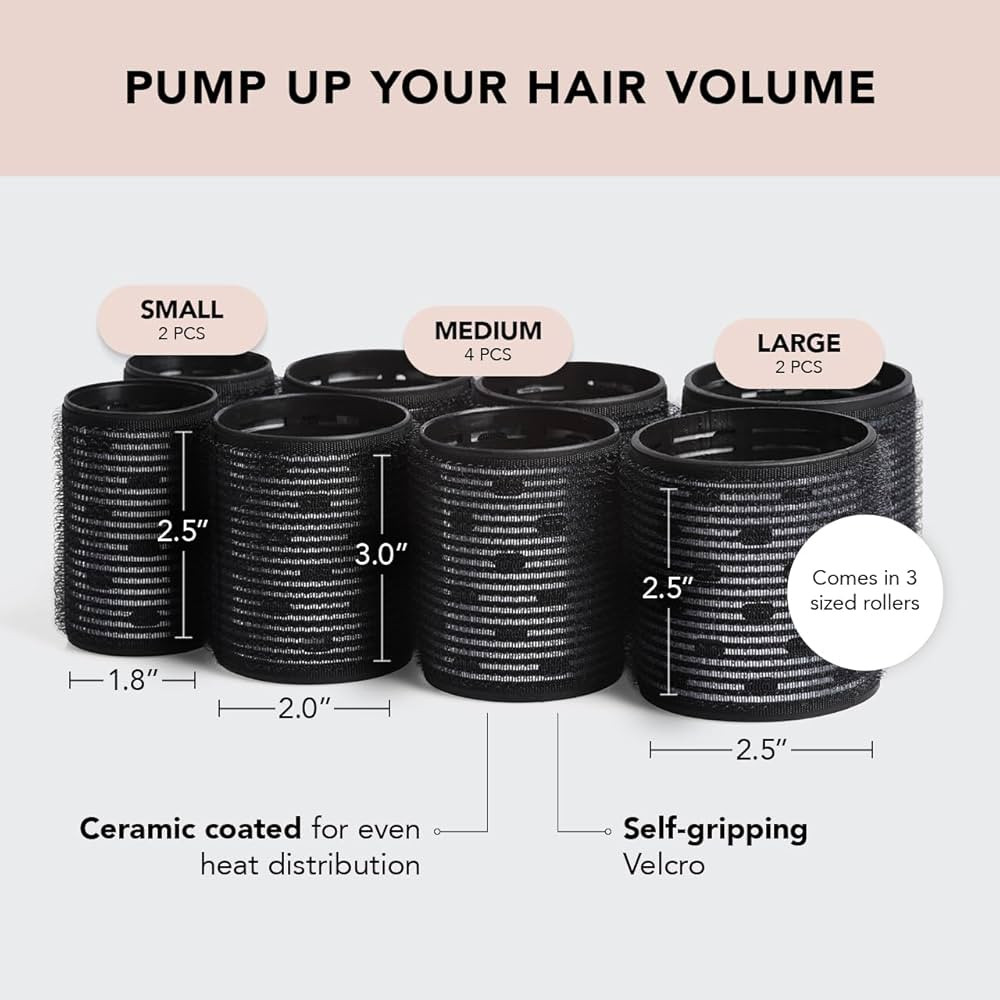 Kitsch Ceramic Thermal Hair Rollers for Short Hair - Assorted Velcro Rollers for Hair, Rollers Ha... | Amazon (US)