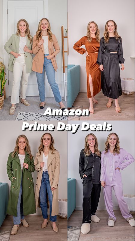 Amazon prime deals of the day. Styles we own & love. Pajamas are petite friendly! Green trench is water resistant and comes with removable hood. Blazers lined.  
#amazonfashion