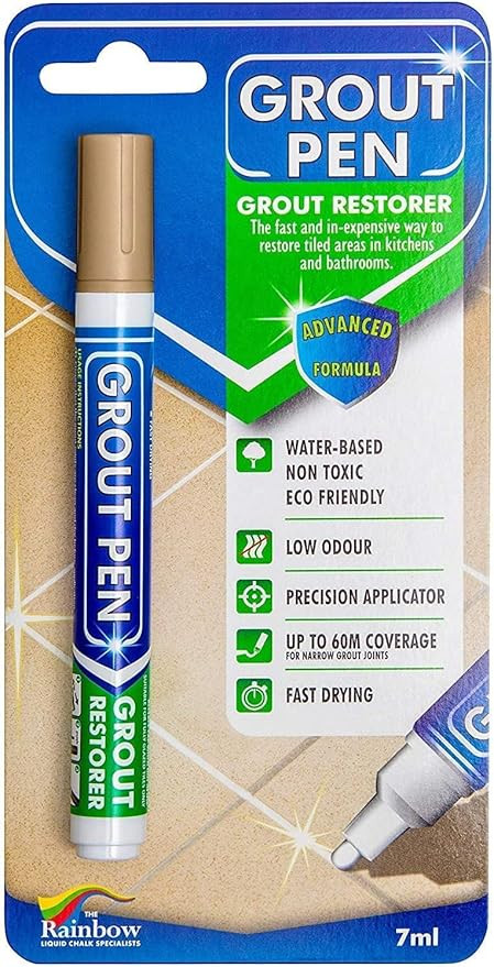 Grout Pen Beige Tile Paint Marker: Waterproof Grout Paint, Tile Grout Colorant and Sealer Pen - B... | Amazon (US)