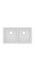 Elkay Quartz Classic 33" x 18-3/4" x 9-1/2" Equal Double Bowl Undermount Sink White | Amazon (US)