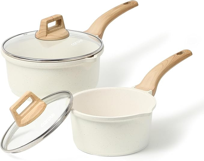 CAROTE 1.5Qt & 3.0Qt Sauce Pan Sets with Lid Cooking Pots Nonstick Saucepans Cookware Set with Po... | Amazon (US)