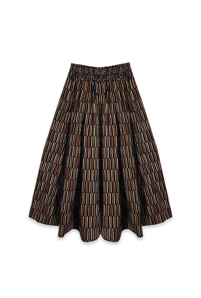 Smocked Waist MIDI Skirt - Black Matchstick | Shop BURU
