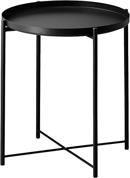 JANE EYRE Tray End Table, Small Round Side Table, Accent Coffee Table, Anti-Rust and Waterproof O... | Amazon (US)