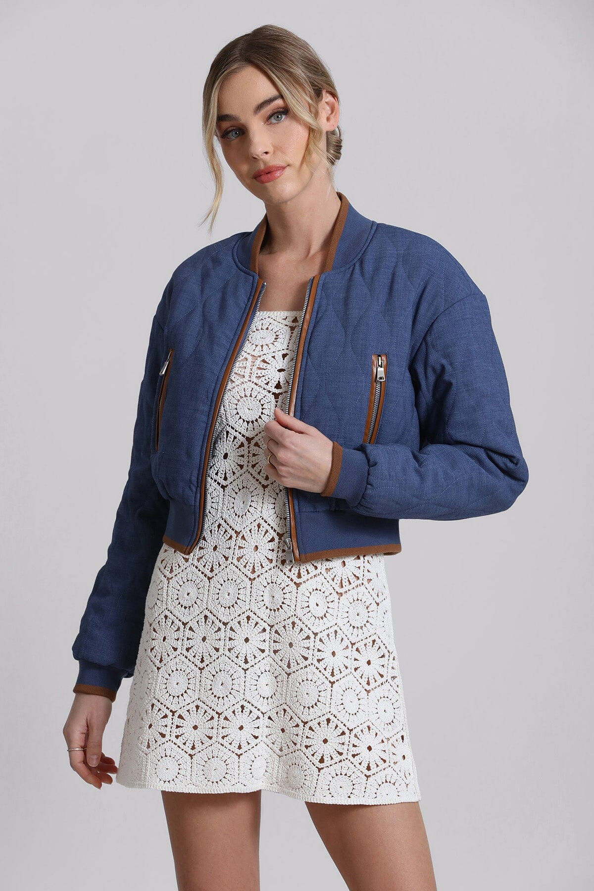 Quilted Chambray Bomber Jacket | Avec Les Files
