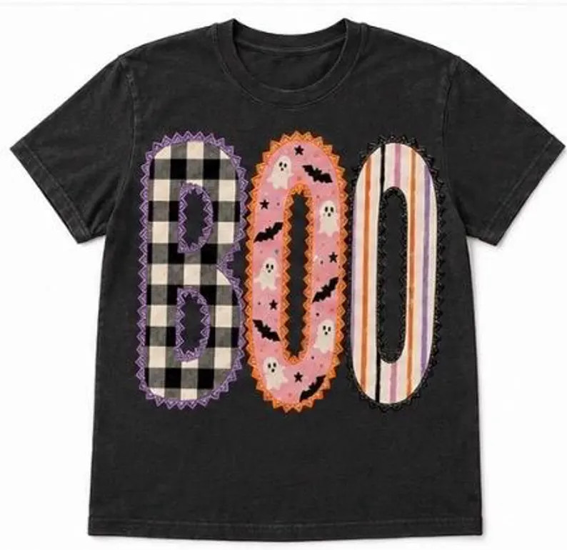 Boo Graphic Tee | Checkered|Bats|Lines| | Etsy (Global)