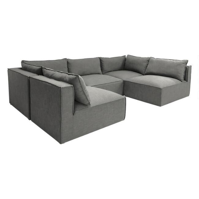 Gray Tyson 5 Piece U Modular Sectional Sofa | World Market