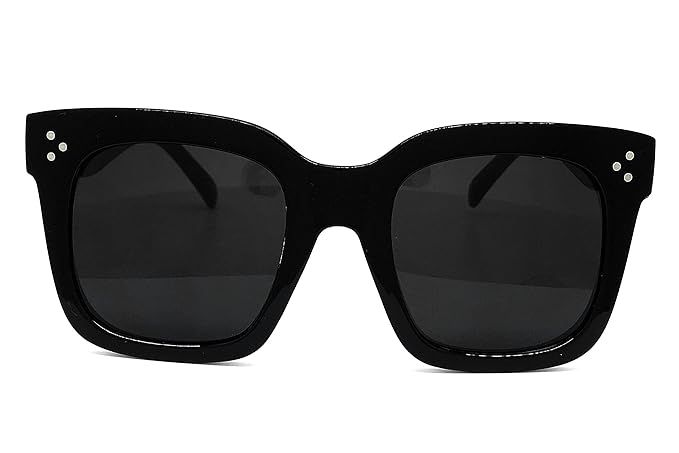 O2 Eyewear 7222 Premium Oversize XXL Women Men Mirror Brand Style Fashion Sunglasses (ALL BLACK, ... | Amazon (US)