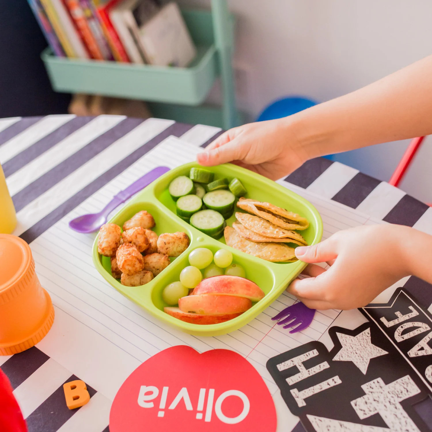 7" Divided Plate | Plastic Divided Dinner Plates | Toddler Plates | Re-Play