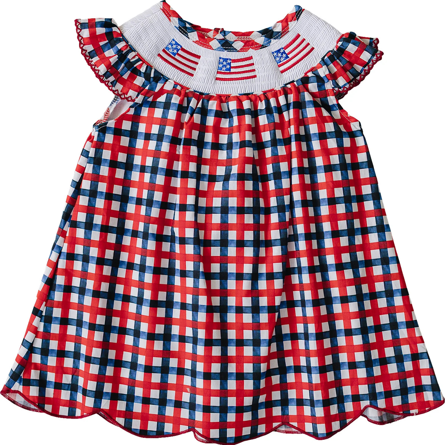 Flag Smocked Plaid Dress | Mebie Baby