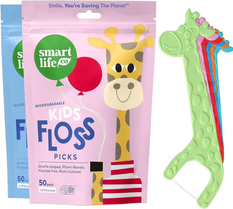 SMARTLIFECO Biodegradable Kids Flossers - Unflavored Dental Floss Picks for Children | Fluoride &... | Amazon (US)