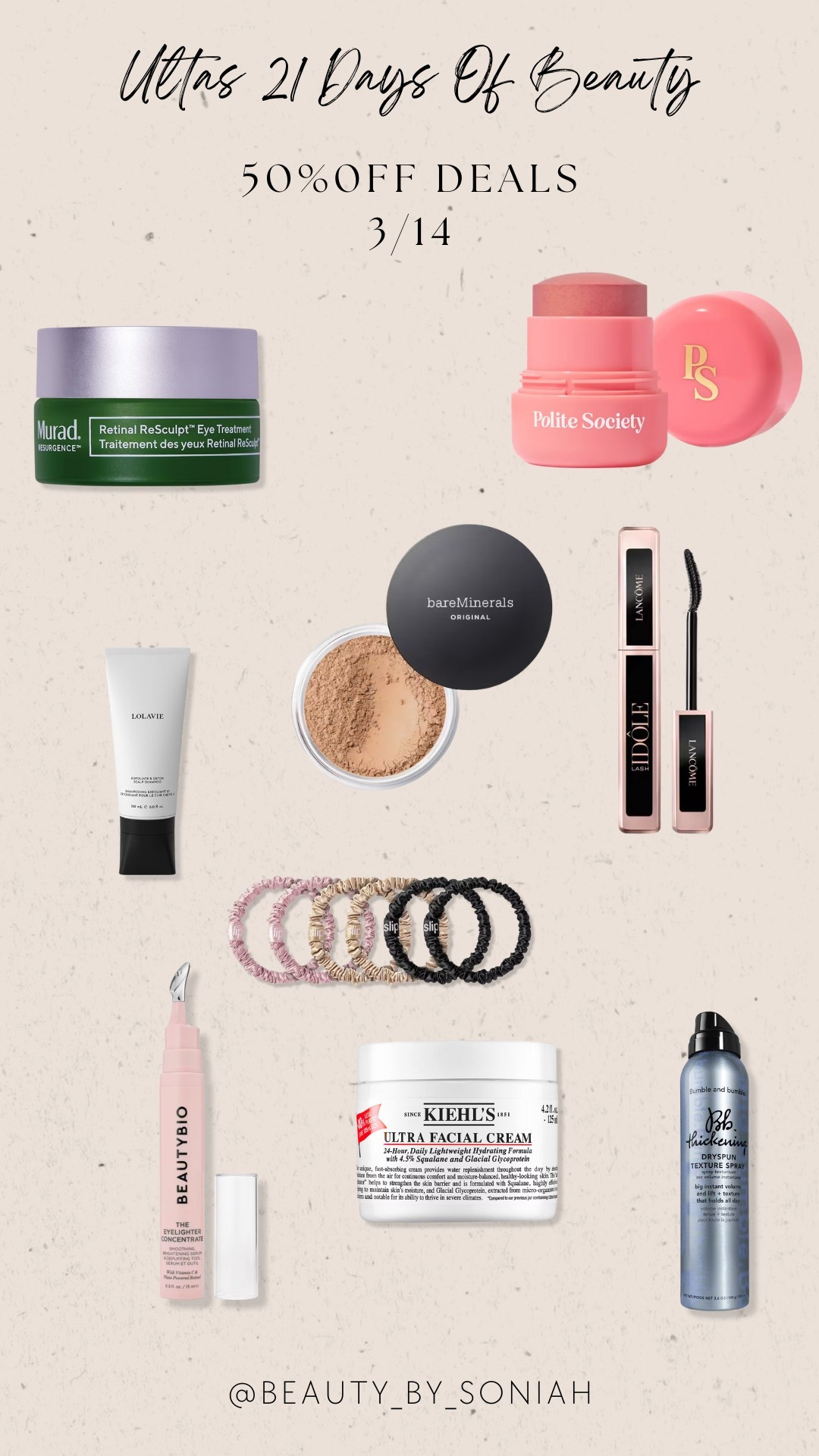 3/14 
Ulta beauty dealss

#LTKSpringSale #LTKOver40 #LTKBeauty