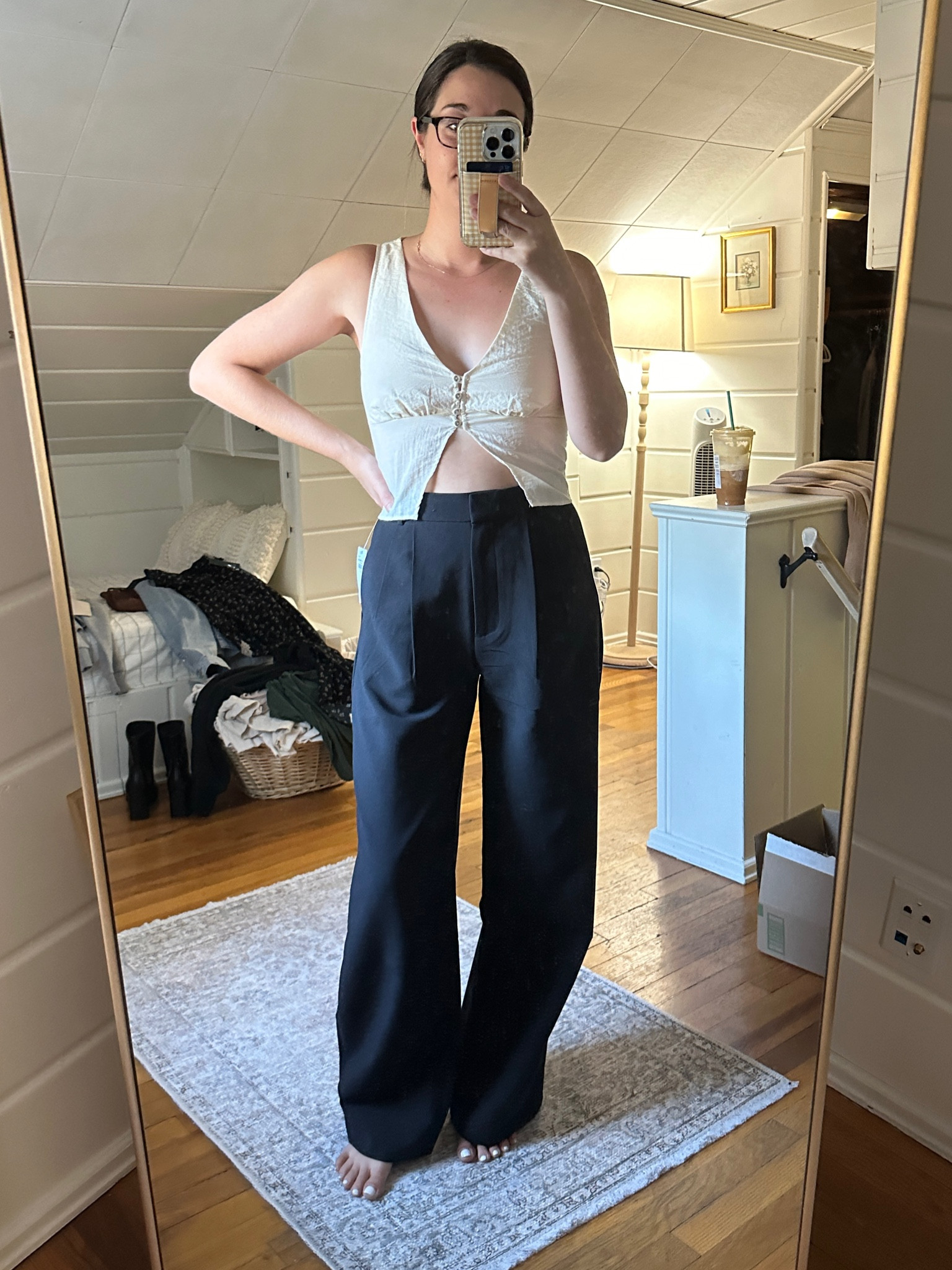 Fall transitional outfit 
Top- s
Bottoms - 27

Date night outfit, going out outfit, black Harper wide leg trousers, button crop tank, Abercrombie and fitch, forever 21, sale, neutral style, minimalist, capsule wardrobe, affordable fashion, plunging split hem crop tank

#LTKfindsunder50 #LTKfindsunder100 #LTKsalealert