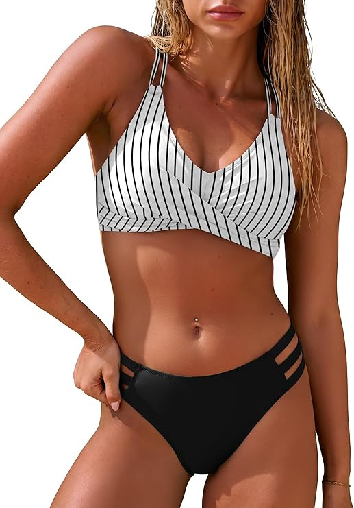 ANRABESS Bikini Sets for Women V Neck Criss Cross Two Piece Swimsuit Sexy Cutout Bathing Suit 202... | Amazon (US)
