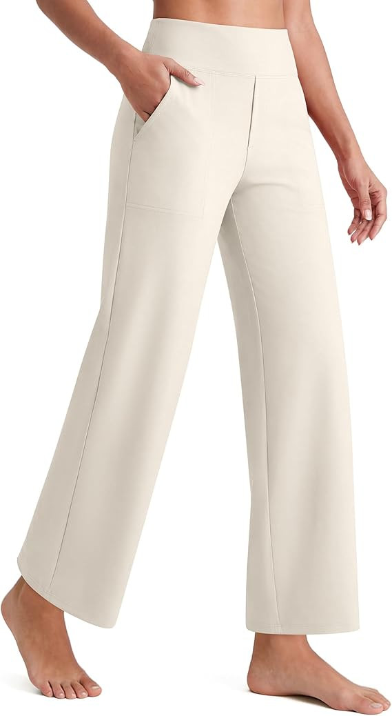 G4Free EverGoing Wide Leg Ankle Pants for Women 7/8 Length Yoga Dress Pants High Waist Stretch wi... | Amazon (US)
