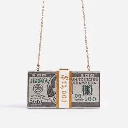 Boujee Premium Crystal Dollar Bill Cross Body Bag In Silver | EGO Shoes (US & Canada)