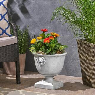 Noble House Simba 12.75 in. Antique White Concrete Urn Planter 54291 - The Home Depot | The Home Depot