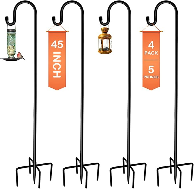 Ottsuls Shepherd-Hooks Adjustable for Bird-Feeder Lantern Plant-Hook Garden-Stake - Plant Stand H... | Amazon (US)