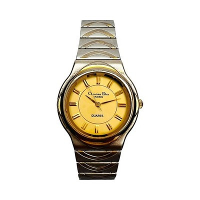 Christian Dior Watch Working Vintage Round Silver Gold Ladies 18k Round | eBay UK