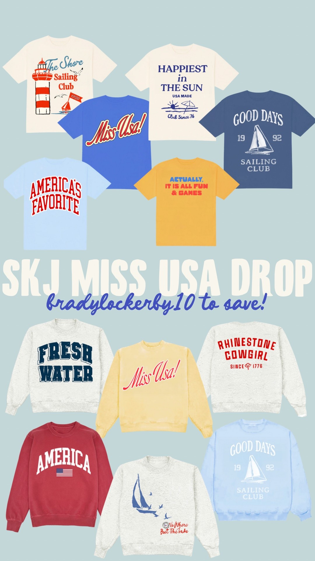 bradylockerby10 to save! 
• every design comes in a t-shirt option + crewneck // i wear an XL for an oversized fit 
⛵️☀️🌊🏖️

#LTKSummerEdit #LTKFindsUnder50