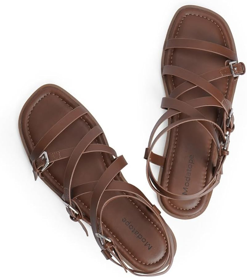 Modatope Women Flat Strappy Sandals Fashion Comfortable Summer Sandals for Women Girls | Amazon (US)