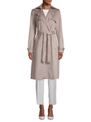 T Tahari - Mel Faux Suede Trench Coat | Saks Fifth Avenue OFF 5TH