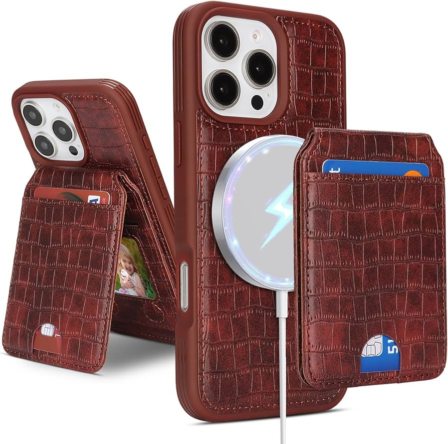 HAVAYA® Luxury Wallet Case for iPhone 16 Pro Max - Executive Faux Alligator Leather Cover, Detac... | Amazon (US)