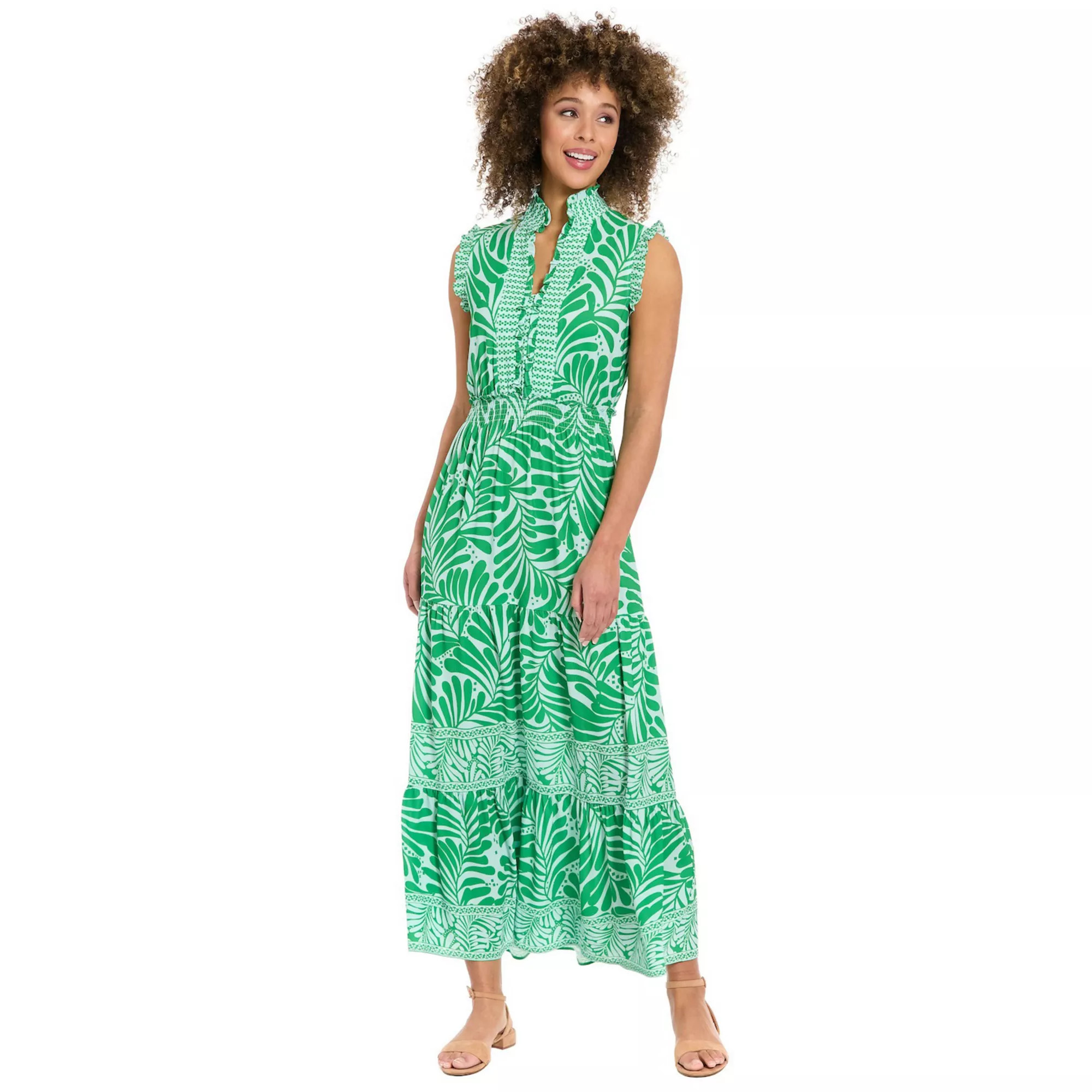 Women's London Times Floral Smocked-Waist Maxi Dress | Kohl's