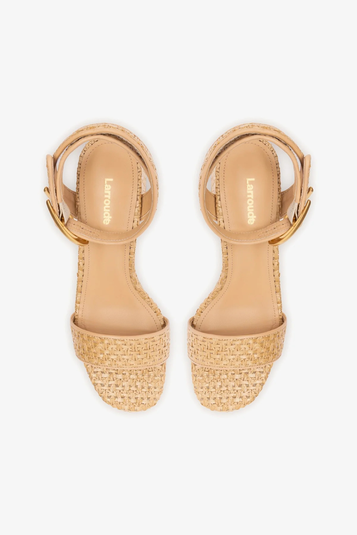 Dolly Verona Low Sandal In Natural Raffia and Beige Leather | Larroude