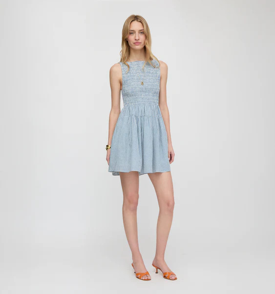 The Cosima Mini Nap Dress - Lagoon Gingham | Hill House Home US