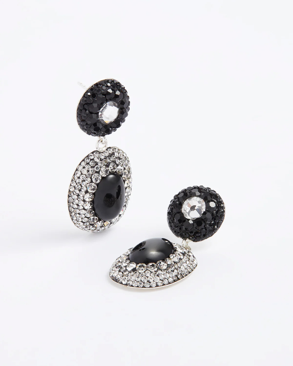 Onyx & Clear Crystal Drop Earrings | Soru Jewellery