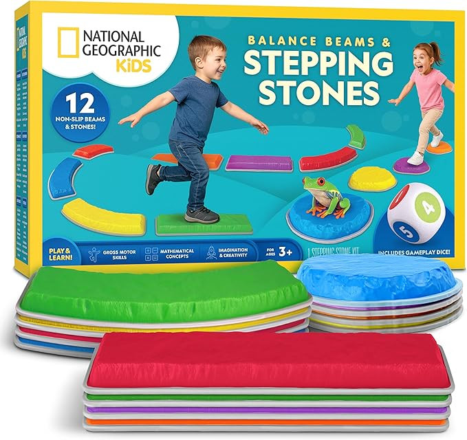 National Geographic Kids Stepping Stones & Balance Beams – 12 Piece Obstacle Course for Kids Ag... | Amazon (US)